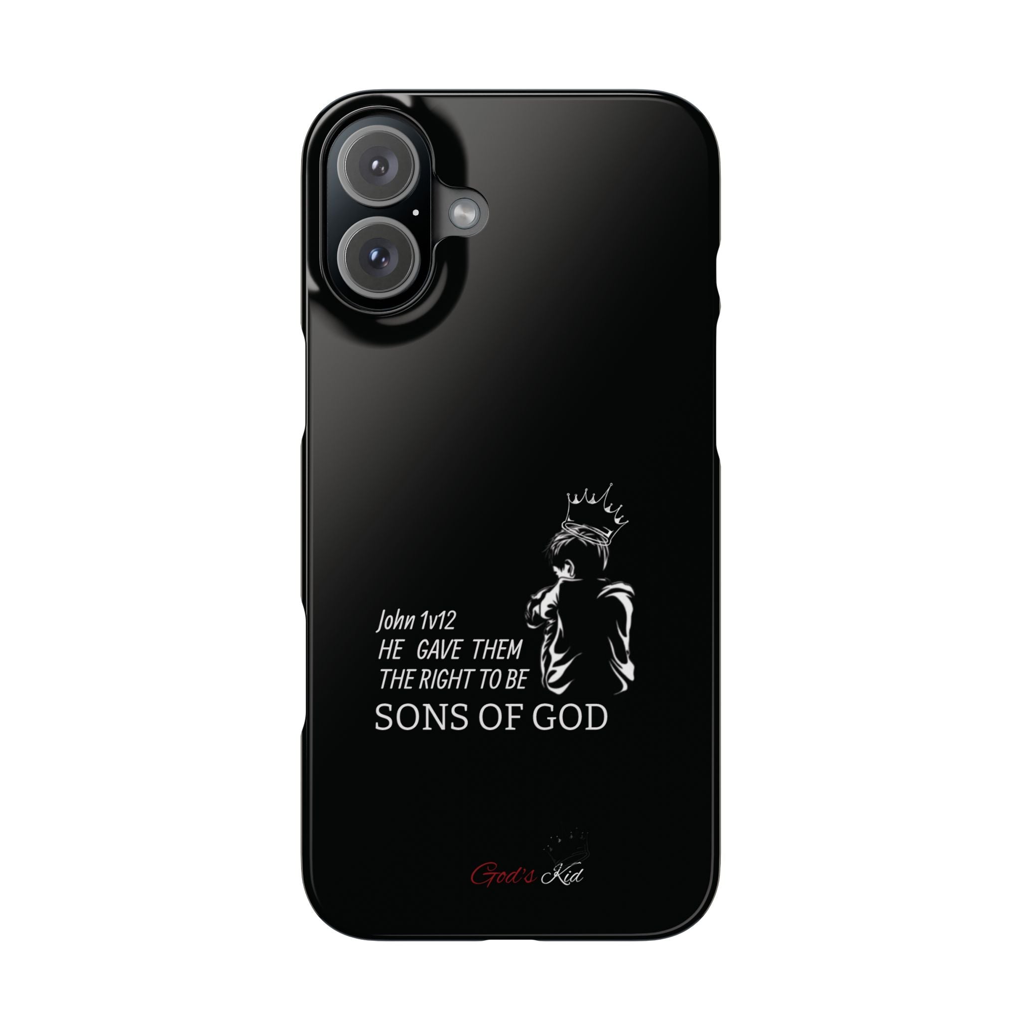 Slim Phone Case - 'God's Kid' Design black - God's Kids Clothing